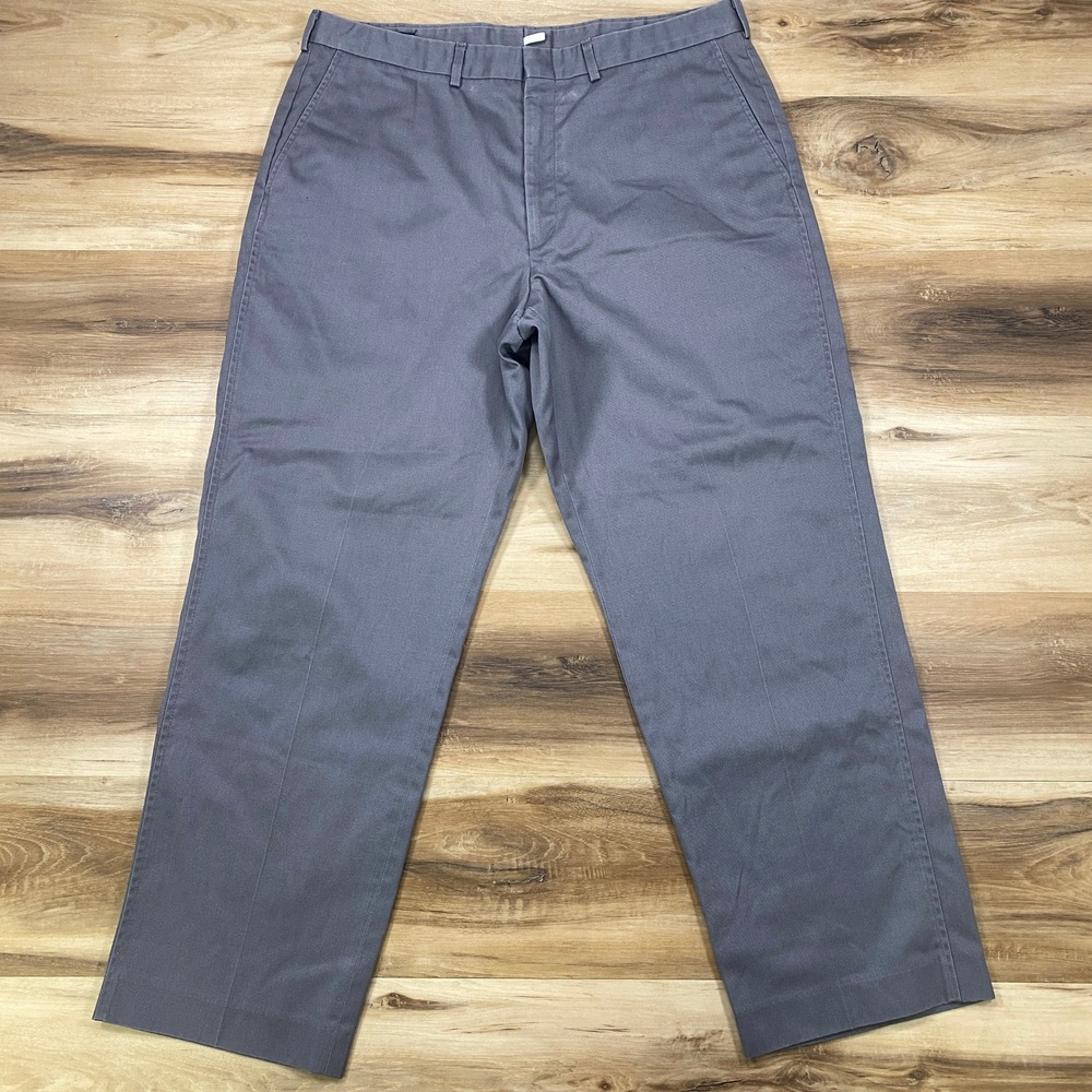 Lands' End Chino Pants Mens 38 Classic Cotton Blend‎ Straight Leg Gray Heritage
